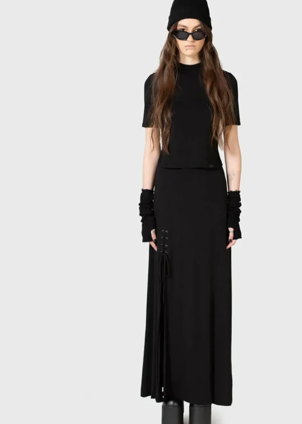 Killstar Kihilist Secretly Weep Maxi Skirt Black