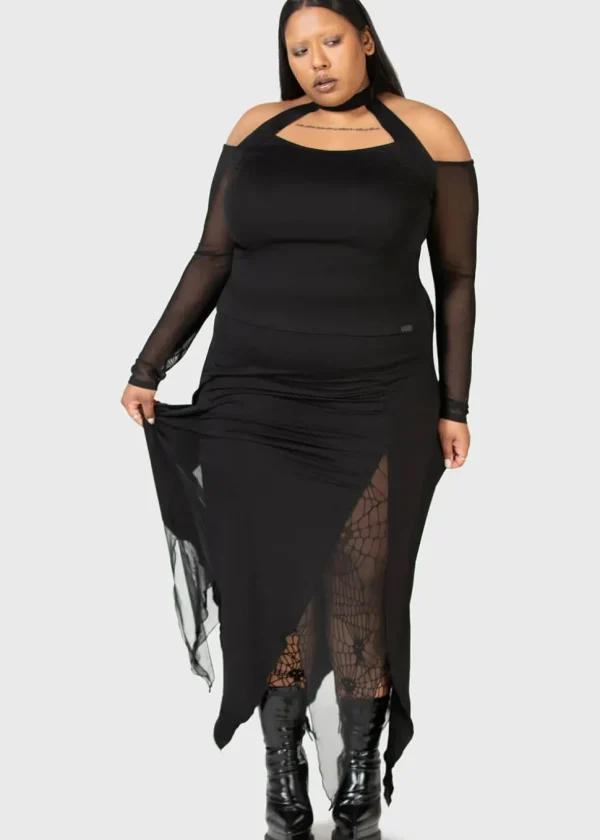 Killstar Kihilist The Grimmer The Better Midi Skirt Black