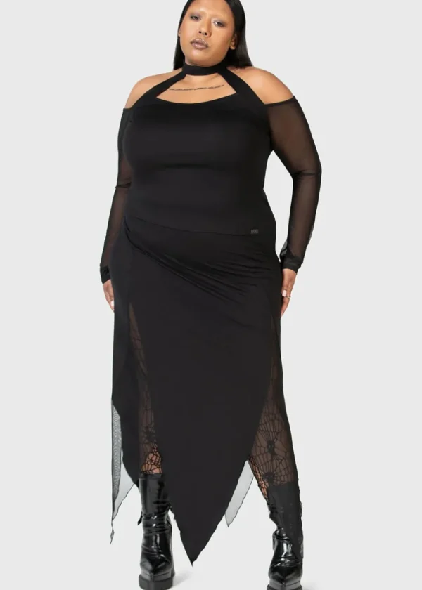 Killstar Kihilist The Grimmer The Better Midi Skirt Black