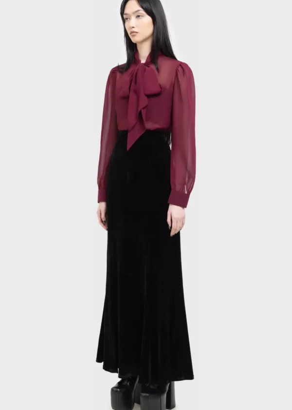 Killstar Kihilist Void Viper Velvet Maxi Skirt Black