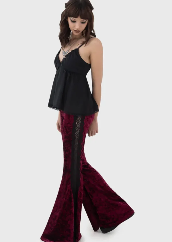 Killstar Laced Death Flare Trousers Red