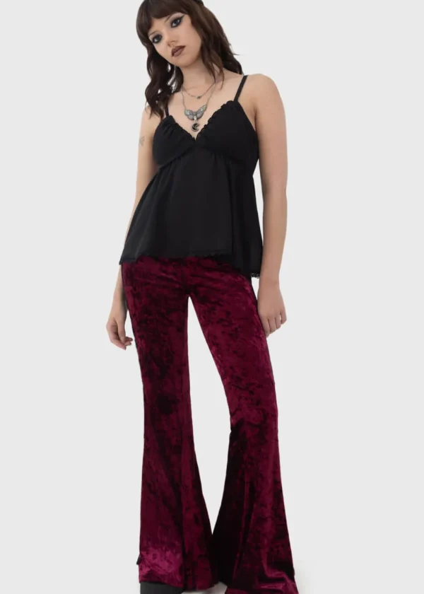 Killstar Laced Death Flare Trousers Red