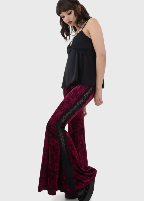 Killstar Laced Death Flare Trousers Red