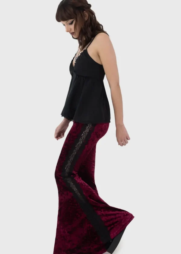 Killstar Laced Death Flare Trousers Red