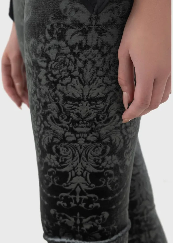Killstar Lost Misery Velvet Leggings Gray
