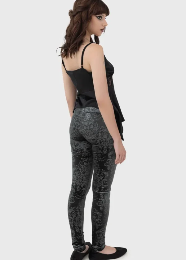 Killstar Lost Misery Velvet Leggings Gray
