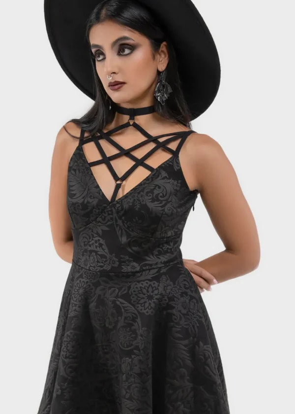 Killstar Magica Black Lily Skater Dress Black