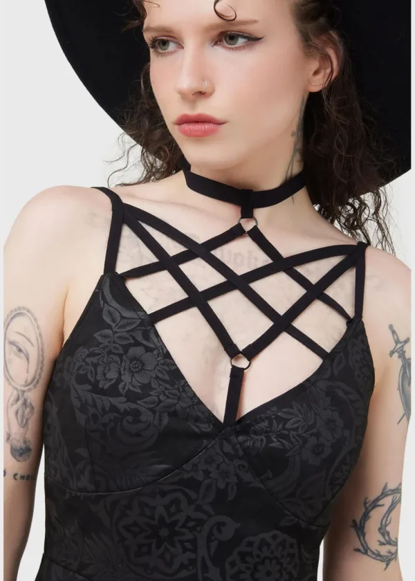 Killstar Magica Black Lily Skater Dress Black