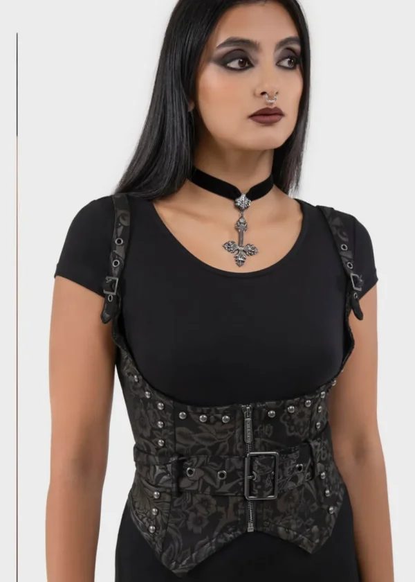 Killstar Malapas Black Lily Underbust Corset Black