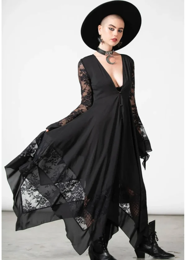 Killstar Misty Night 70's Maxi Dress Black