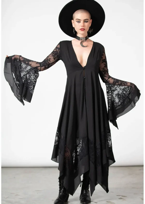 Killstar Misty Night 70's Maxi Dress Black