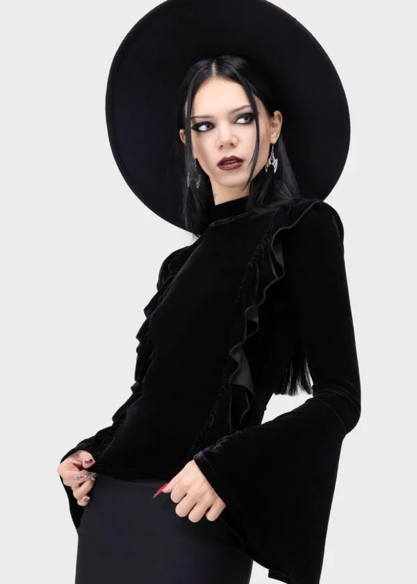 Killstar Noxine Velvet Top Black