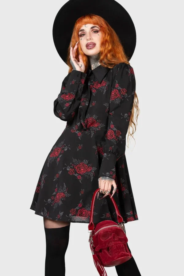 Killstar Pandora's Nightmare Skull Rose Dress Black