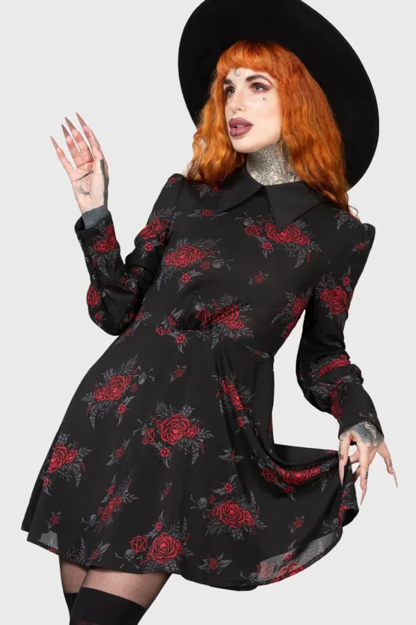 Killstar Pandora's Nightmare Skull Rose Dress Black
