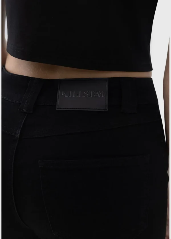 Killstar Perseis Denim Flare Pants Black