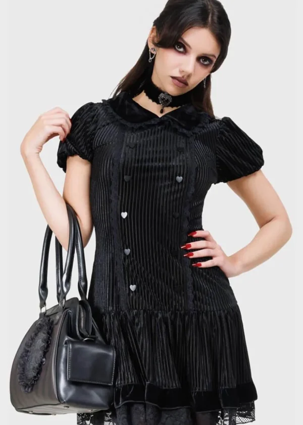 Killstar Riddleton Heart Velvet Dress Black
