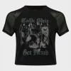 Killstar Talk Shit Cat Crop Top Black