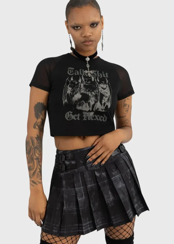 Killstar Talk Shit Cat Crop Top Black