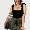 Killstar Toxic Flora Velvet Corset Top Black
