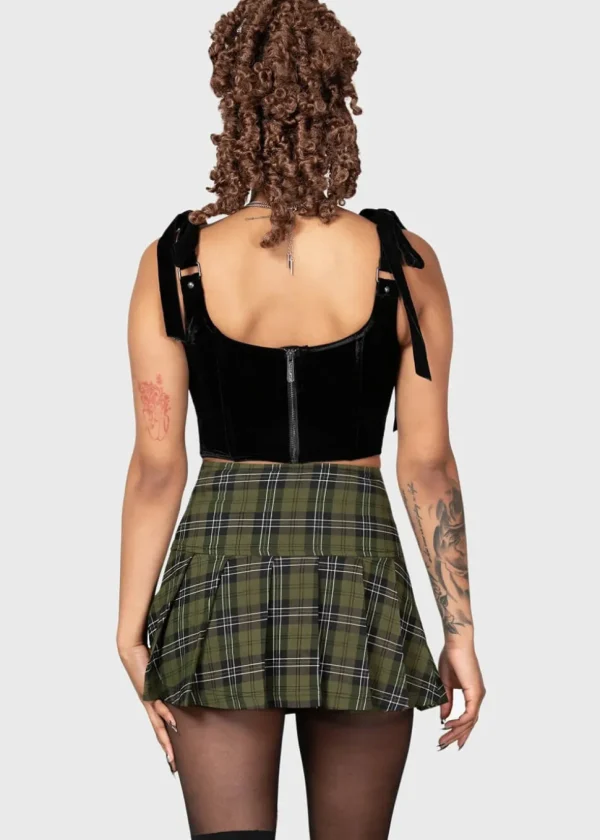 Killstar Toxic Flora Velvet Corset Top Black
