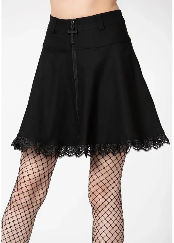 Killstar Viktoria Cross Mini Skirt Black