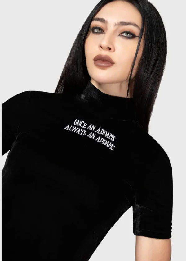 Killstar Wednesday Allergic To Colour Velvet Top Black