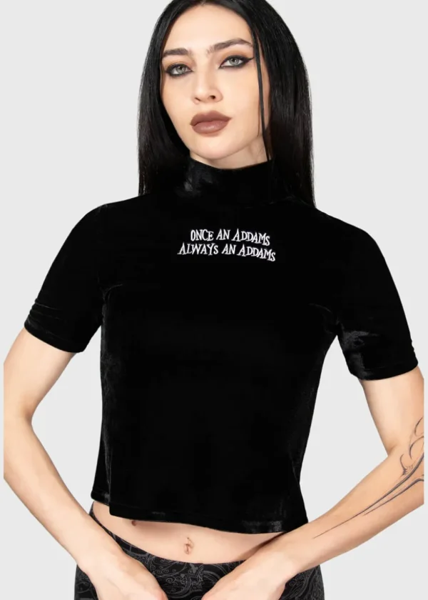 Killstar Wednesday Allergic To Colour Velvet Top Black