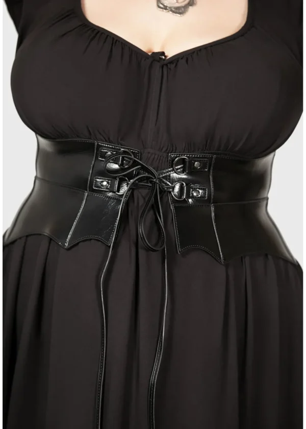 Killstar Wetland Bat Peplum Corset Black