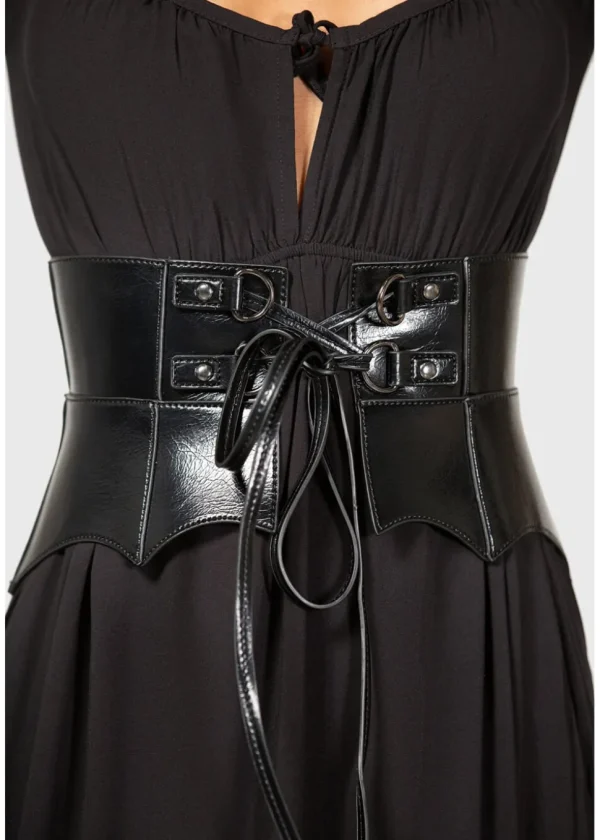 Killstar Wetland Bat Peplum Corset Black