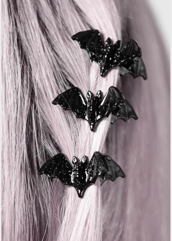 Killstar Wing It Bat Hair Clips Black