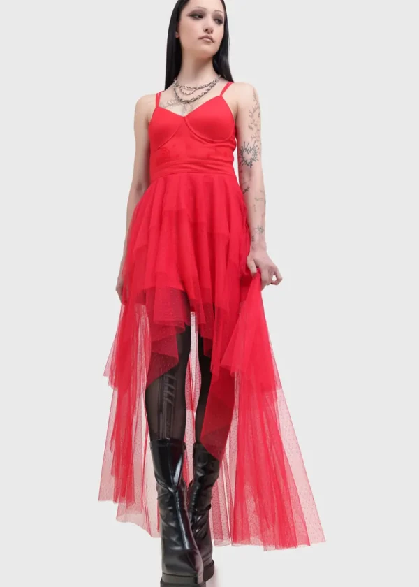 Killstar x Beetlejuice Lydia Deetz Maxi Dress Red