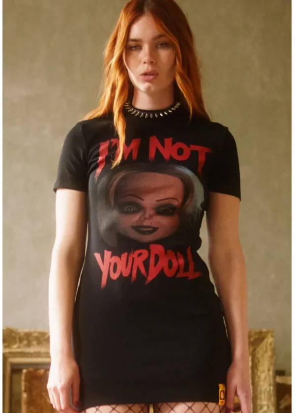 Killstar x Chucky You're A Real Doll Mini Dress Black