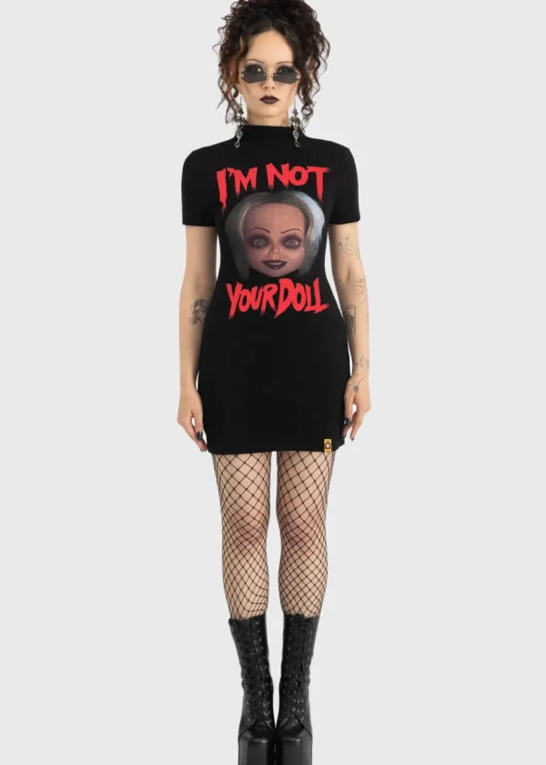Killstar x Chucky You're A Real Doll Mini Dress Black