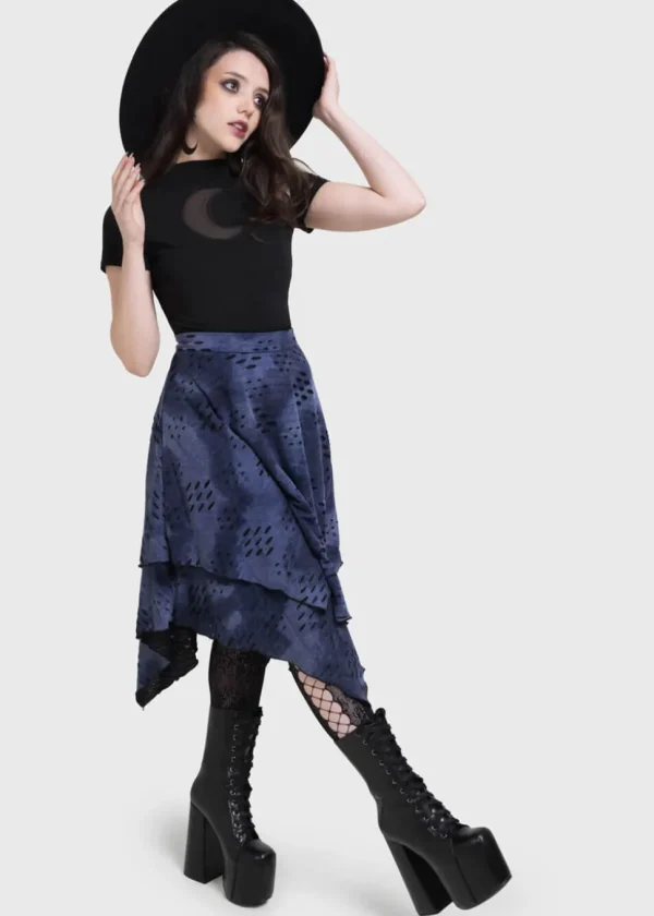 Killstar x Corpse Bride Hauntly Maiden Skirt Blue