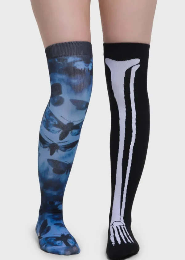 Killstar x Corpse Bride Swarm Of Butterflies Socks Black Blue