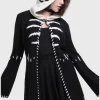 Killstar x Corpse Bride Scraps Knitted Hoodie Black White