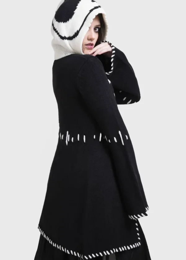 Killstar x Corpse Bride Scraps Knitted Hoodie Black White