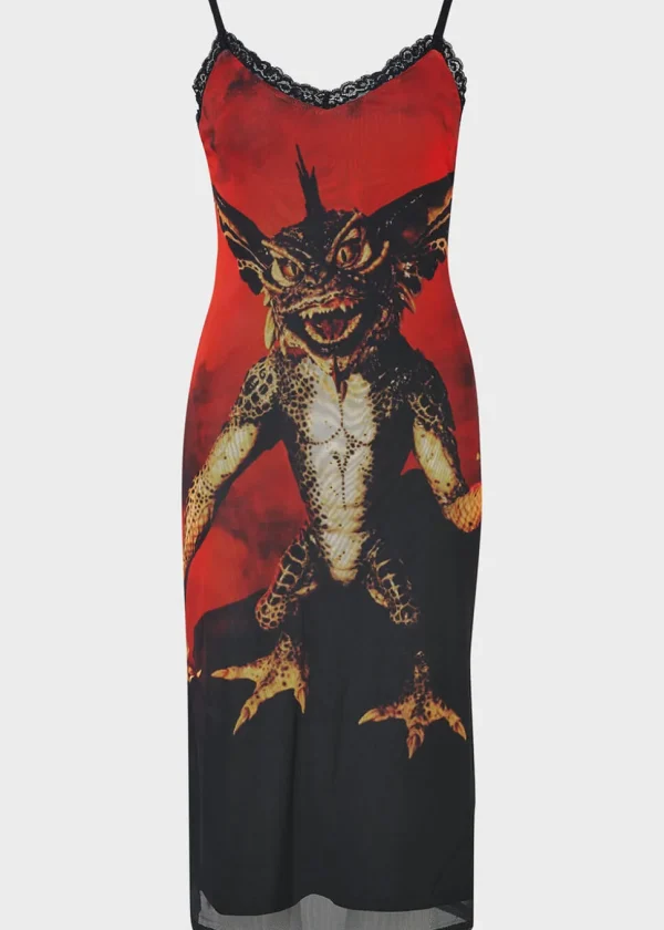 Killstar x Gremlin Mohawk Mesh Midi Dress Red