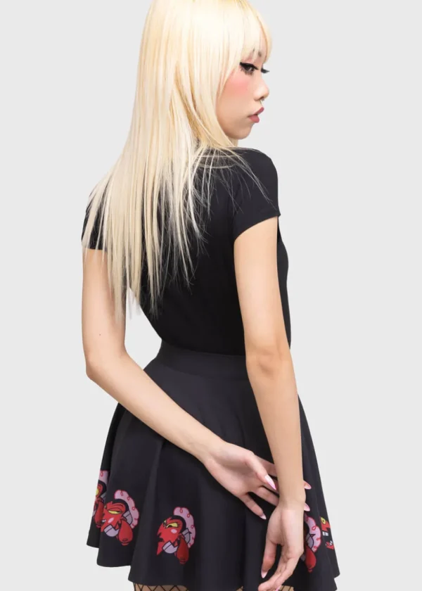 Killstar x Powerpuff Girls Oh So Evil Skater Skirt Black