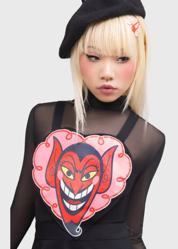 Killstar x Powerpuff Girls I Feel So Pretty Pinafore Swing Dress Black Denim
