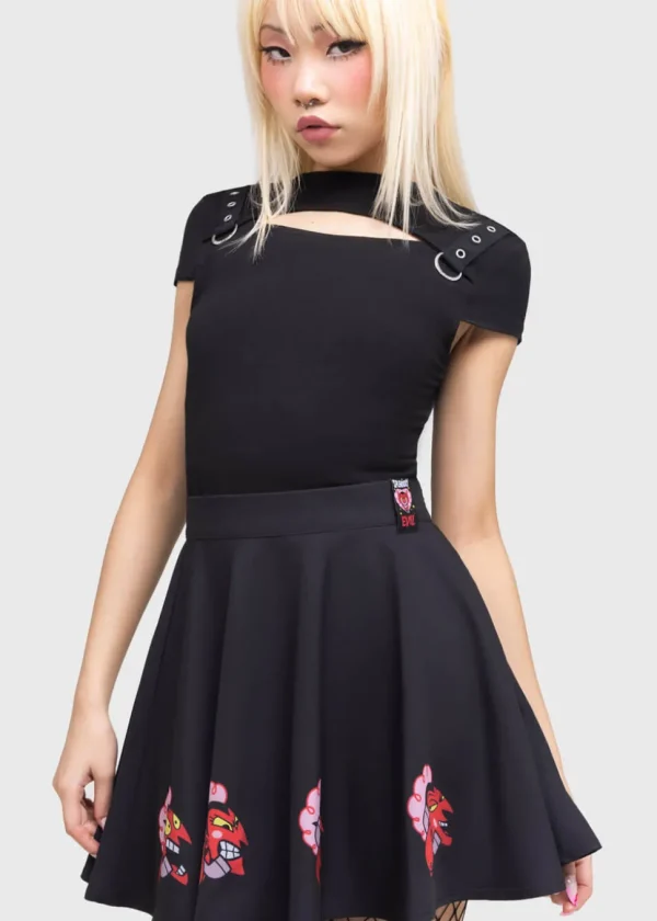 Killstar x Powerpuff Girls Oh So Evil Skater Skirt Black
