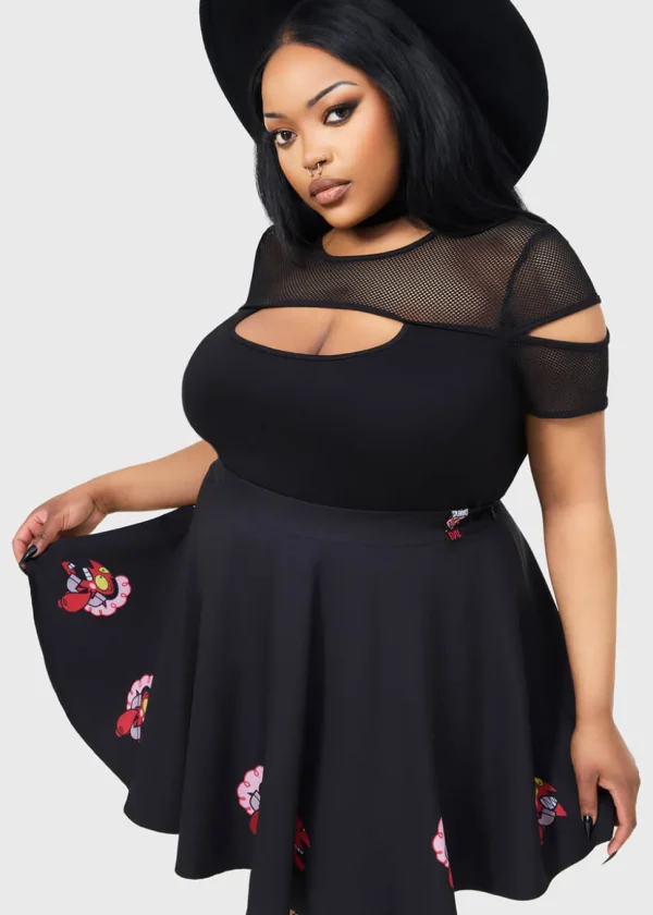 Killstar x Powerpuff Girls Oh So Evil Skater Skirt Black