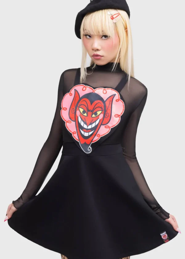 Killstar x Powerpuff Girls I Feel So Pretty Pinafore Swing Dress Black Denim