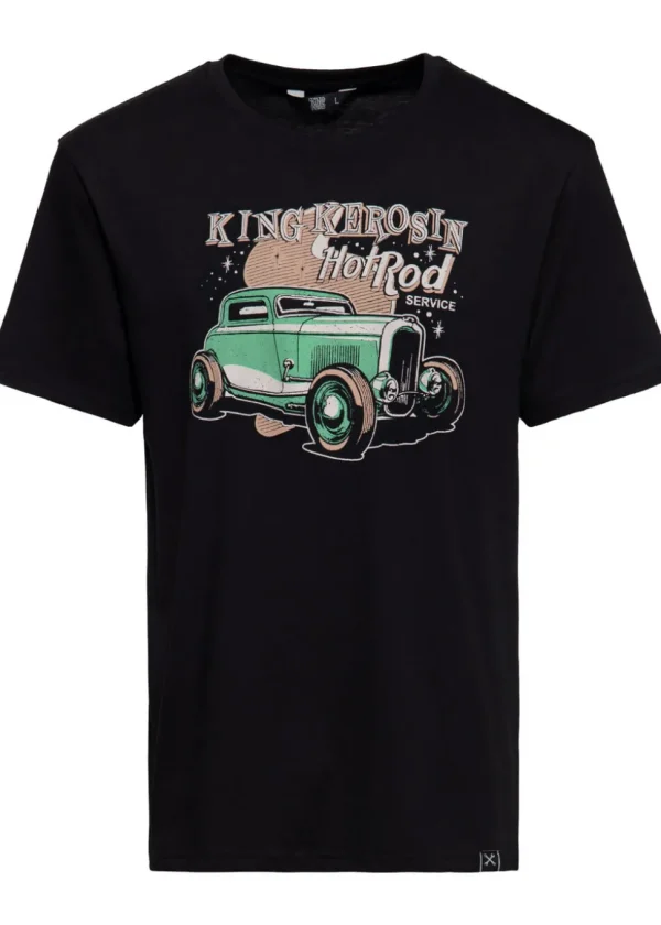 King Kerosin Mens Hot Rod Service T-Shirt Black