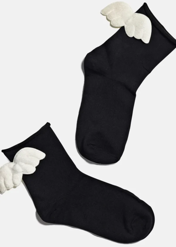 Koi Footwear Angel Wings 50's Socks Black