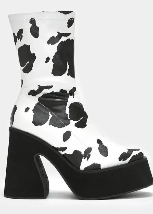 Koi Footwear Holy Cow 70's Platform Boot Black White