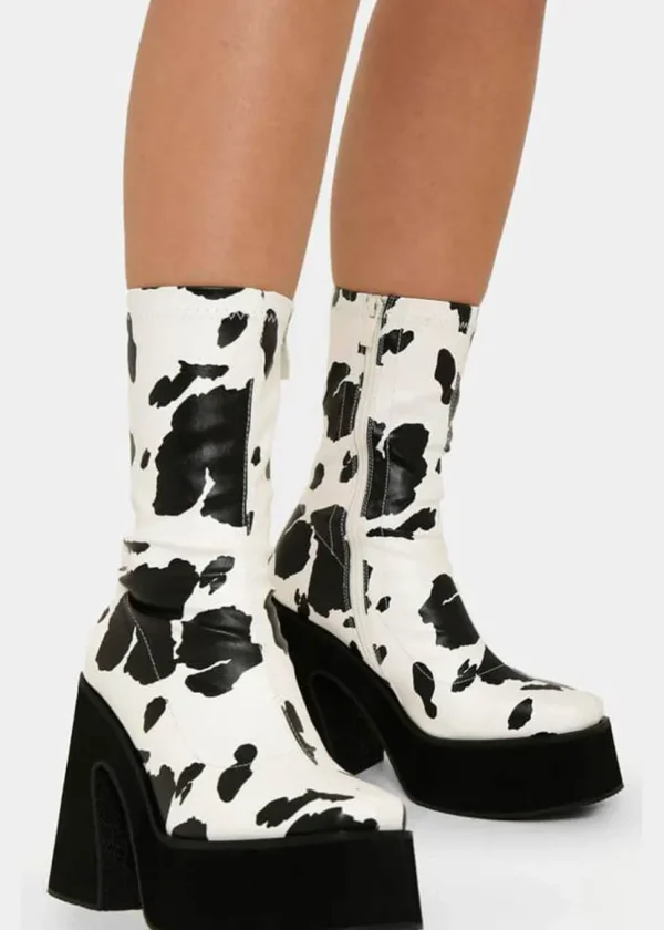 Koi Footwear Holy Cow 70's Platform Boot Black White