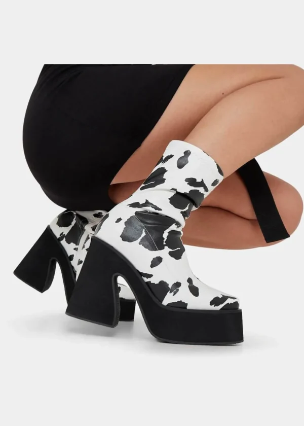 Koi Footwear Holy Cow 70's Platform Boot Black White