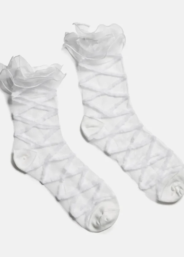Koi Footwear Rumours Sheer Ruffle 50's Socks White