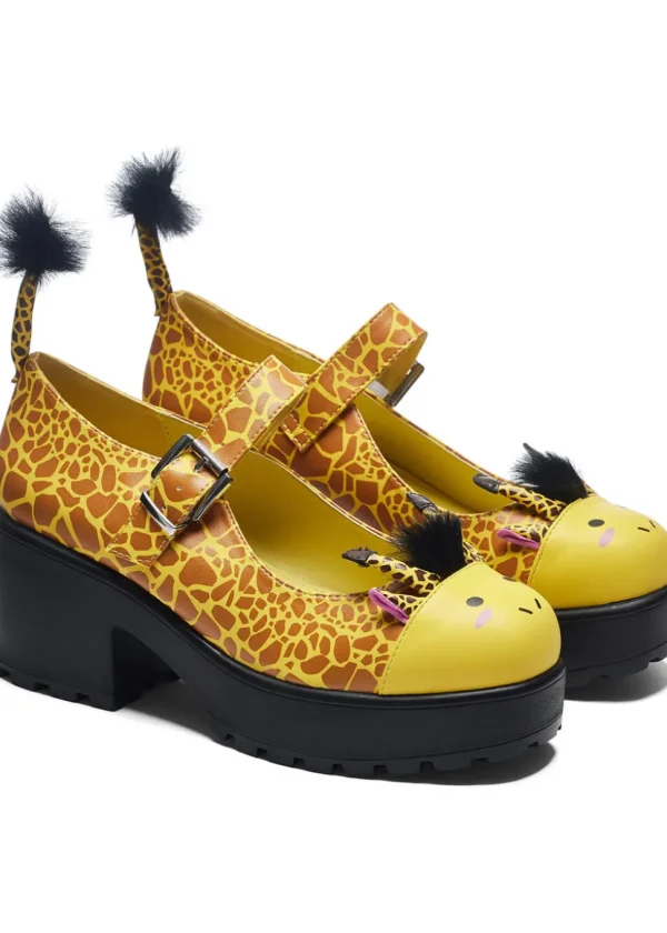 Koi Footwear Tira Grazing Giraffe Mary Janes Pumps Yellow